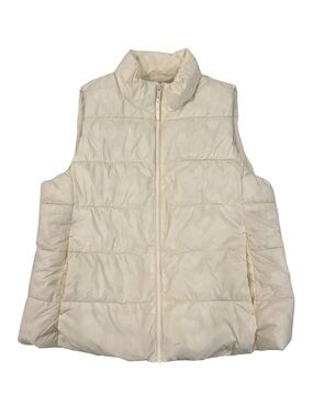 GAP Cream Quilted Puffer Vest - Sleeveless Zip Front